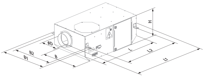 Blauberg Iso Box-F 150 G4/H13 L V2 - Dimensions