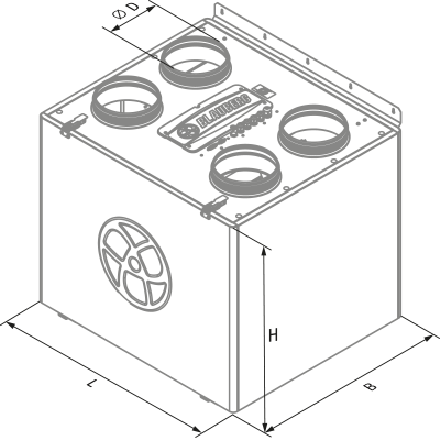 Blauberg KOMFORT EC SB 250-E L S14 - Dimensions