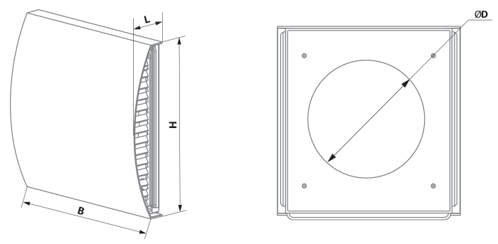 Blauberg AH-10 white 100 - Dimensions