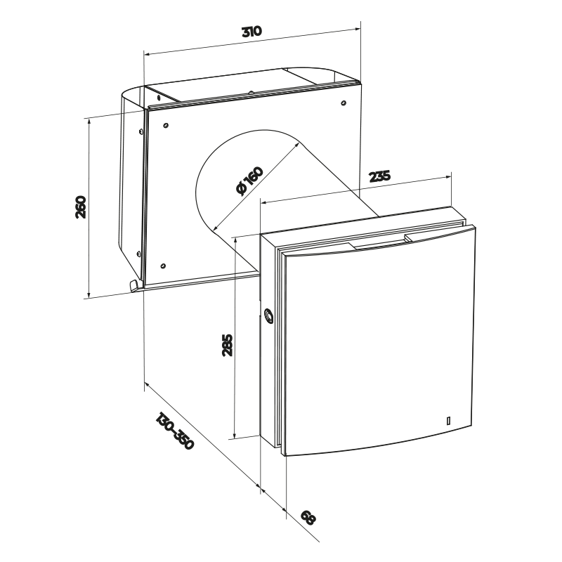 Blauberg Vento Expert A100-1 L035 S W V.2 - Dimensions