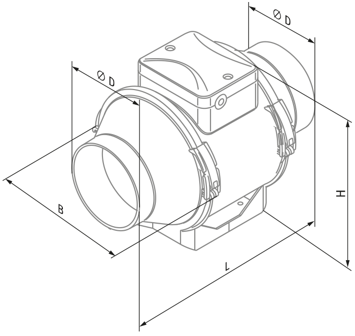 Blauberg Turbo-E 125 max G1 - Dimensions