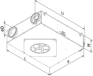 Blauberg KOMFORT ERV EC DB 150 L S14 - Dimensions